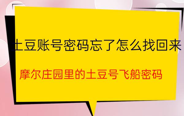 土豆账号密码忘了怎么找回来 摩尔庄园里的土豆号飞船密码？